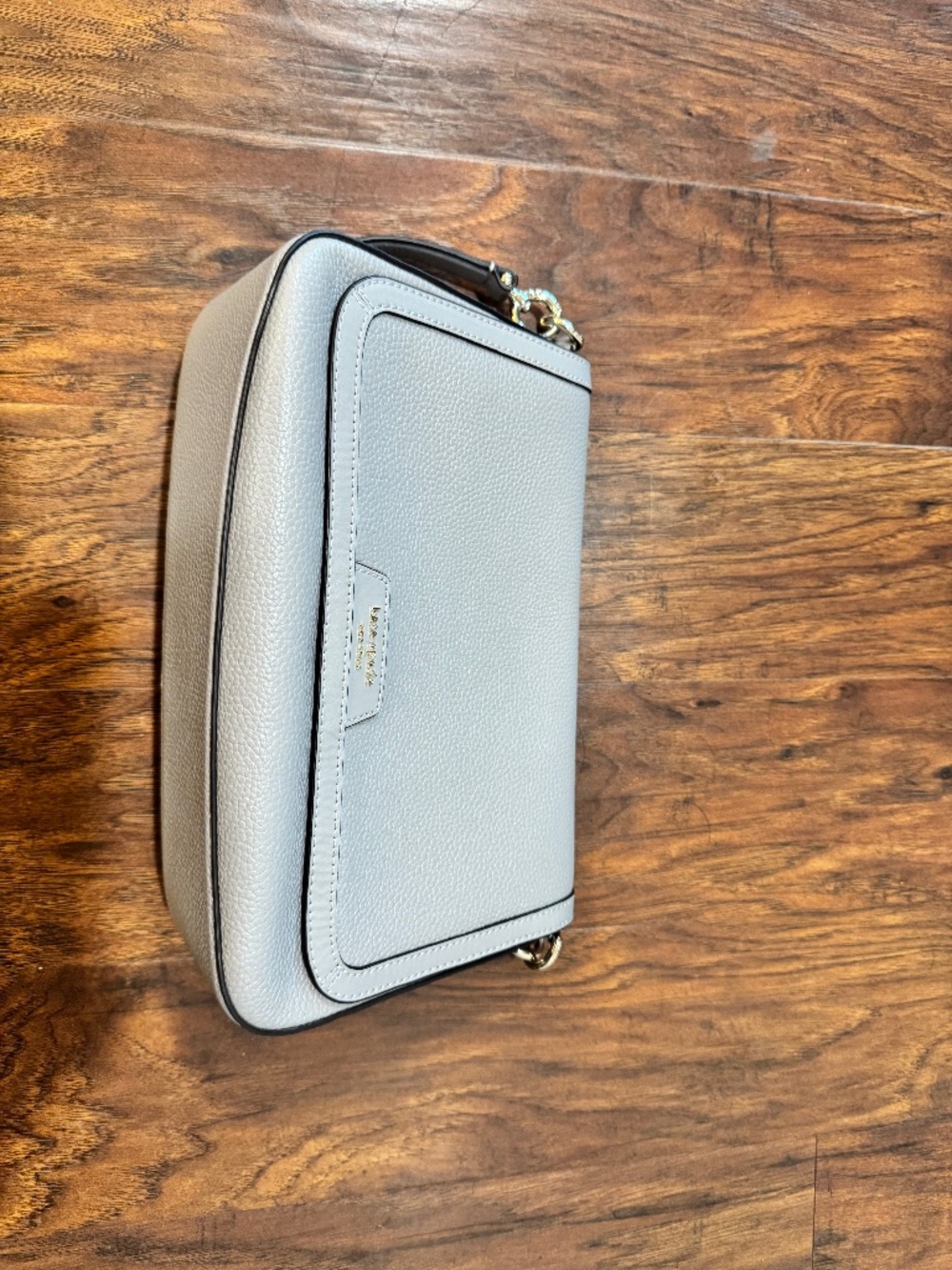 Kate Spade Light Gray Pebbled Shoulder Bag with Gold Hardware